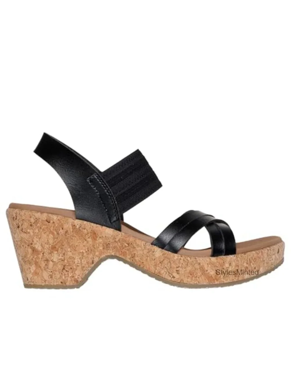 Women's Strappy Wedge Sandals with 3-Inch Heel, Vegan Cork